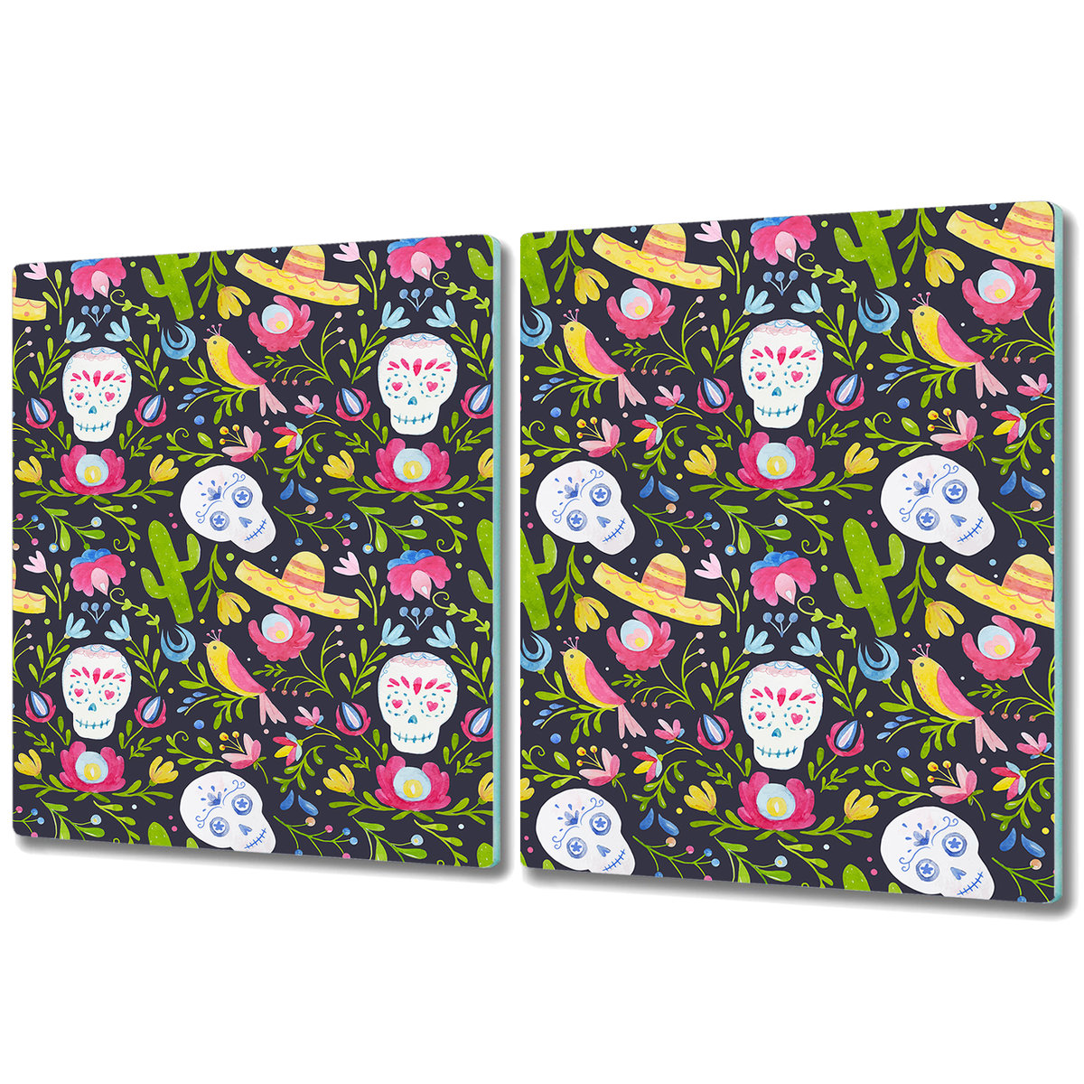 Szklane Deski Kuchenne z Unikalnymi Wzorami - 2x 40x52 cm - Meksykańskie motywy