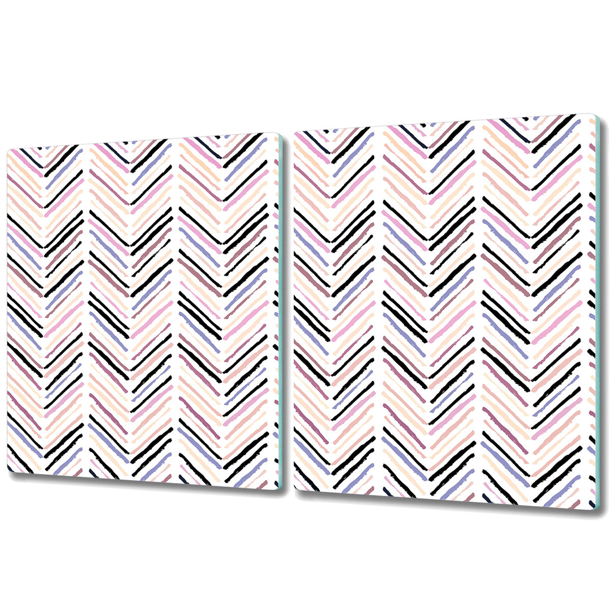 Podwójna Deska Do Krojenia ze Szkła - 2x 40x52 cm - Kreski w jodełkę