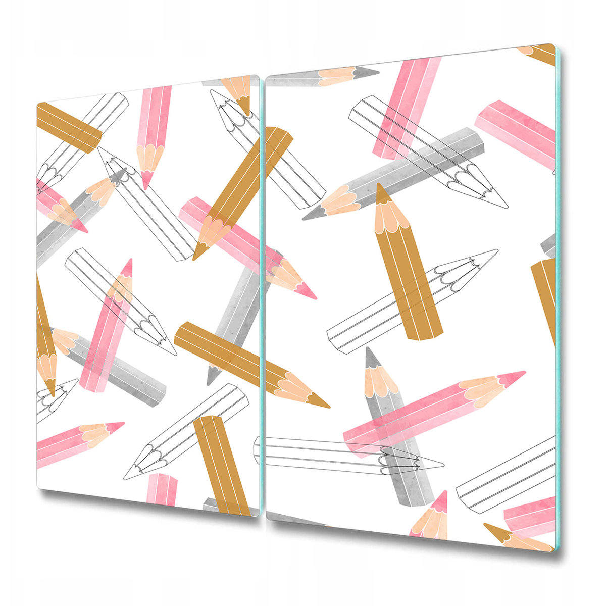 Dekoracyjna Deska Kuchenna ze Szkła - Ołówki Wzór - 2x30x52 cm