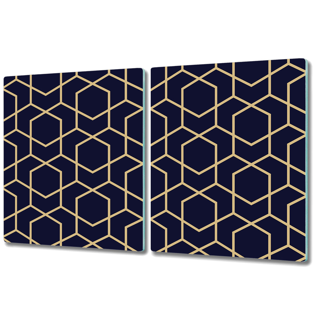 Nowoczesna Deska Kuchenna - Osłonka - 2x 40x52 cm - Ciemne kostki abstrakcyjny kształt