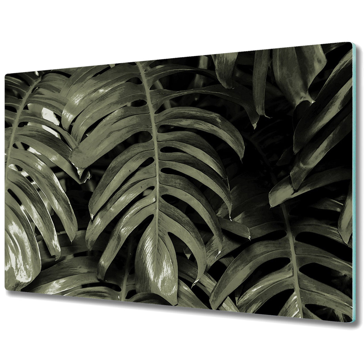 Deska Do Krojenia ze Szkła Hartowanego - Monstera liście - 80x52 cm