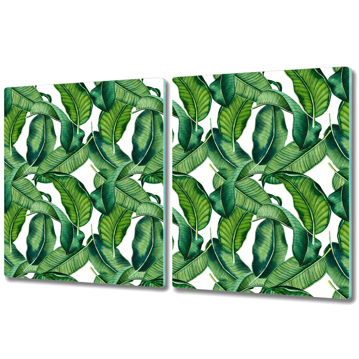 Szklane Deski Kuchenne z Unikalnymi Wzorami - 2x 40x52 cm - Botaniczne liście