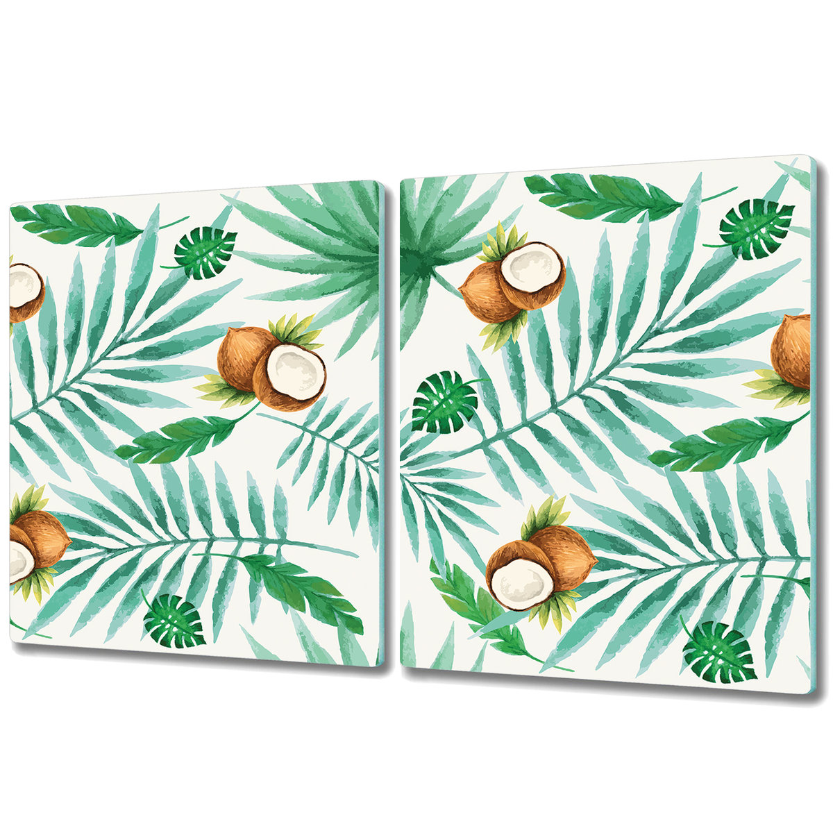 Wytrzymała Deska Kuchenna ze Szkła Hartowanego - 2x 40x52 cm - Kokosy