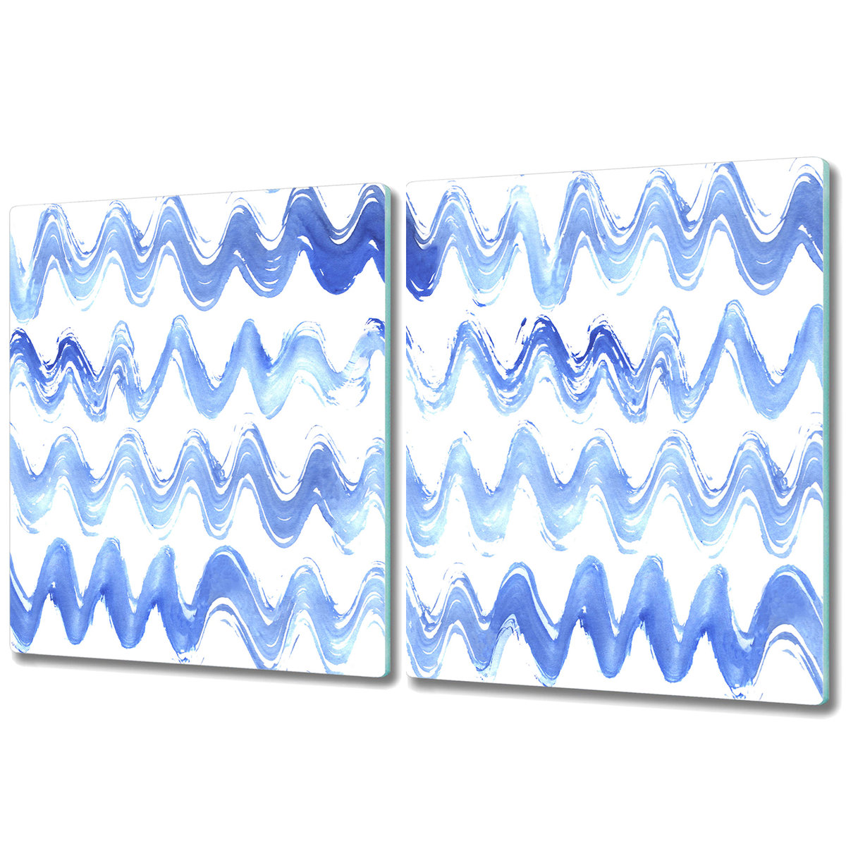 Deska Do Krojenia ze Szkła Hartowanego - 2x 40x52 cm - Fale akwarele