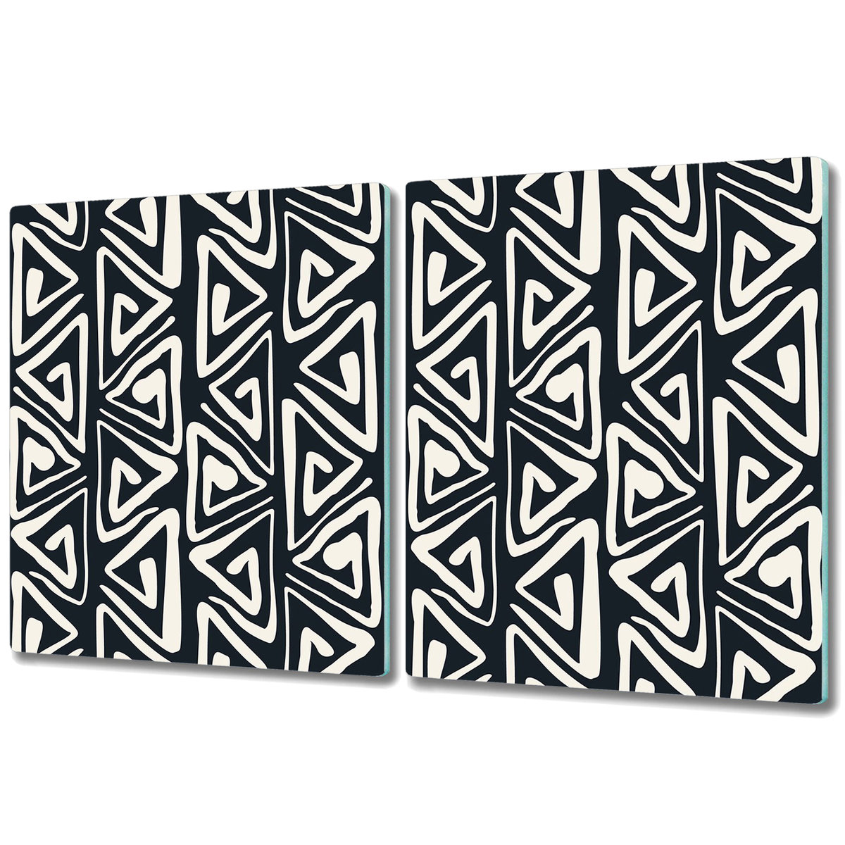Zestaw Dwóch Szklanych Desek ze Wzorem - 2x 40x52 cm - Geometryczny wzór tribal