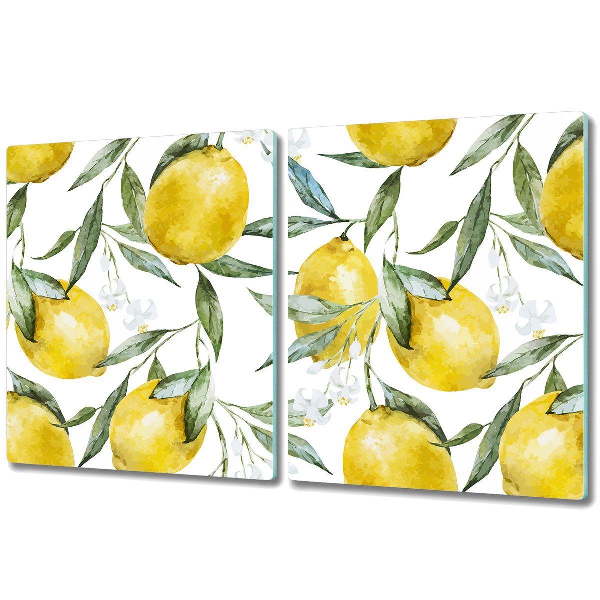 Wytrzymała Deska Kuchenna ze Szkła Hartowanego - 2x 40x52 cm - Malowane cytryny