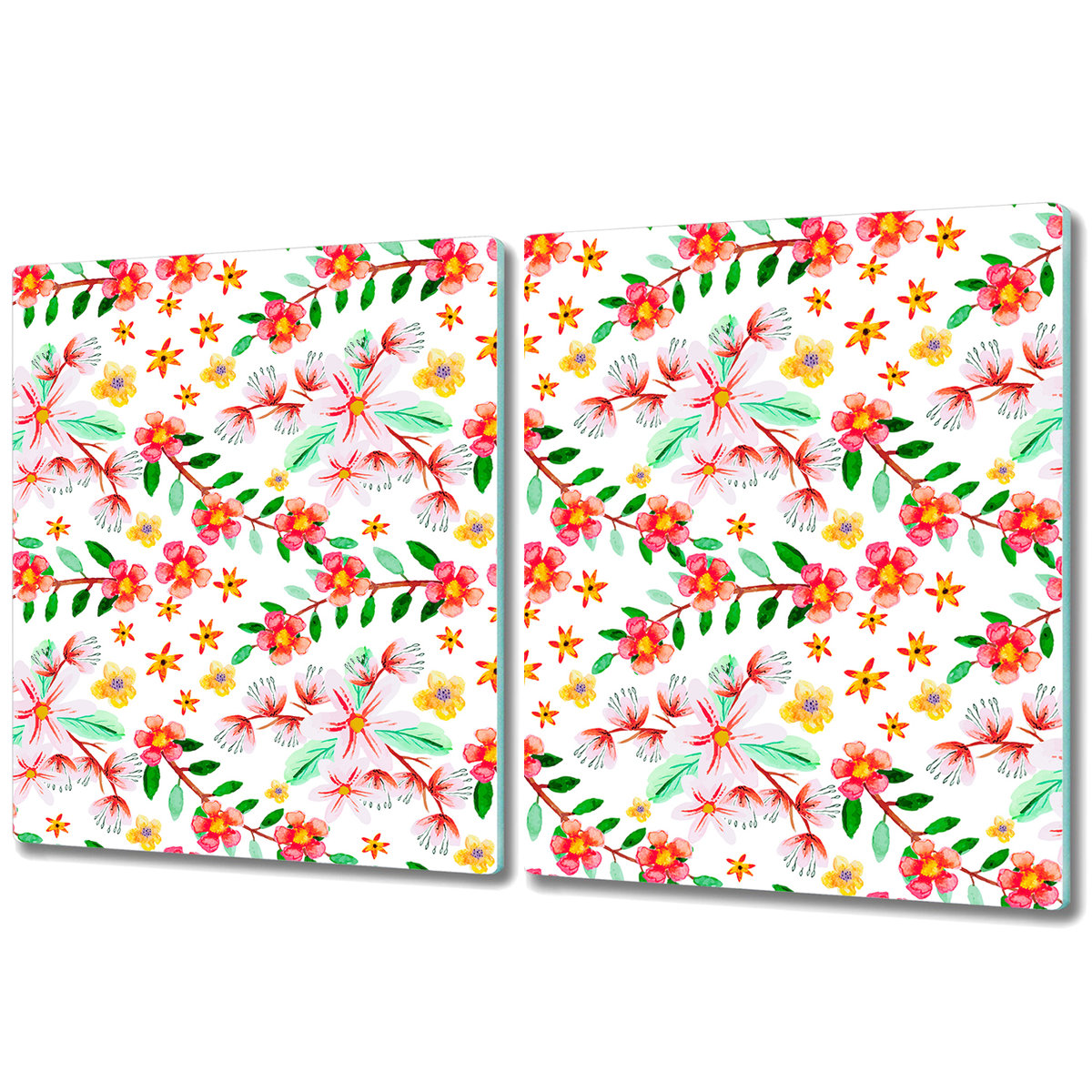 Dekoracyjna Deska Kuchenna ze Szkła - 2x 40x52 cm - Kolorowe kwiaty