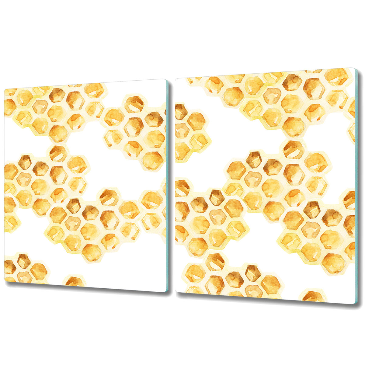 Ozdobna Deska Kuchenna ze Szkła Hartowanego - 2x 40x52 cm - Plastry miodu