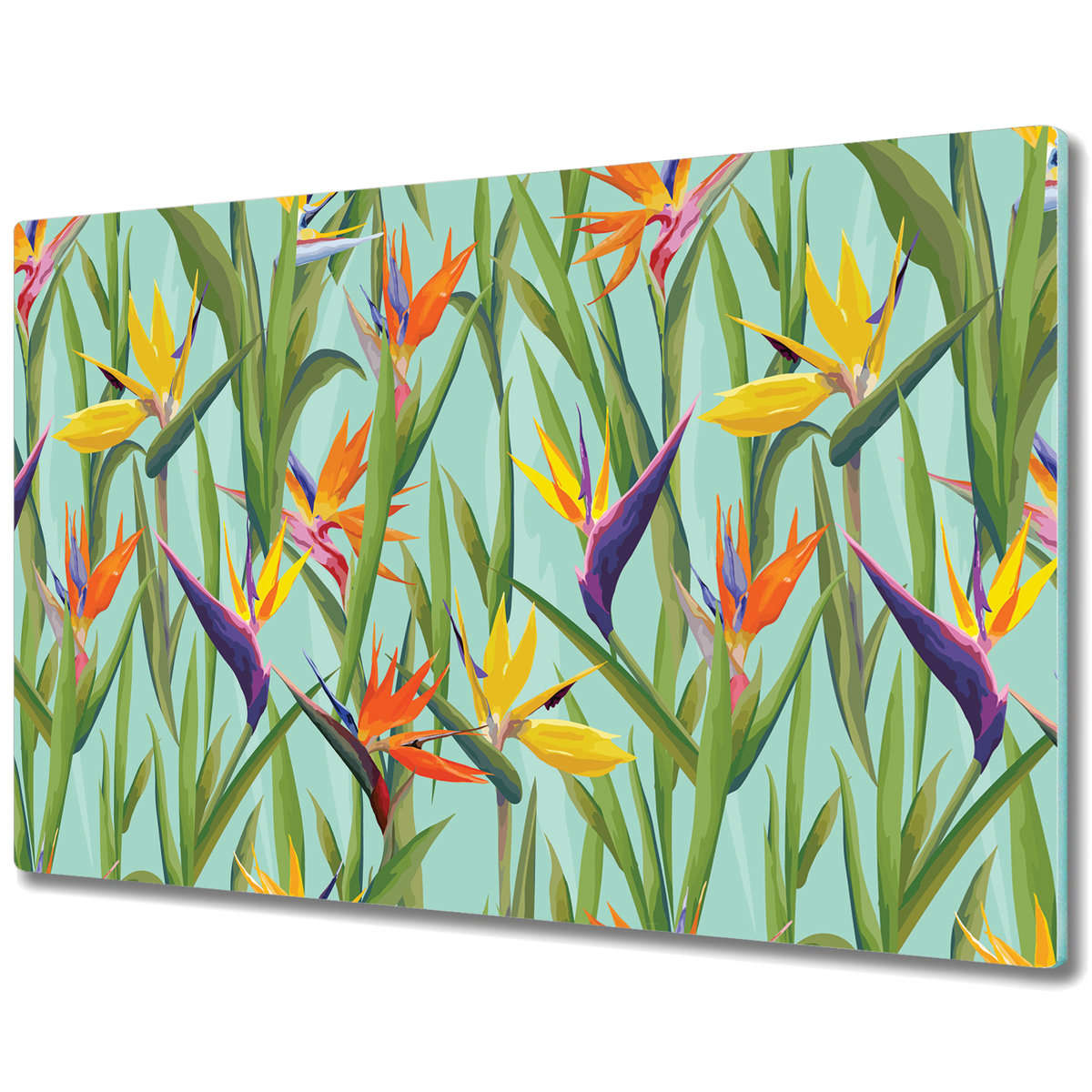 Stylowa Deska Do Krojenia ze Szkła - Pastelowe kwiaty - 80x52 cm