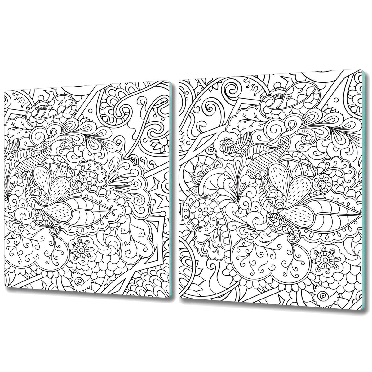 Dwuczęściowa Osłona na Blat Kuchenny - 2x 40x52 cm - Szkic rysunek abstrakcyjny wzór