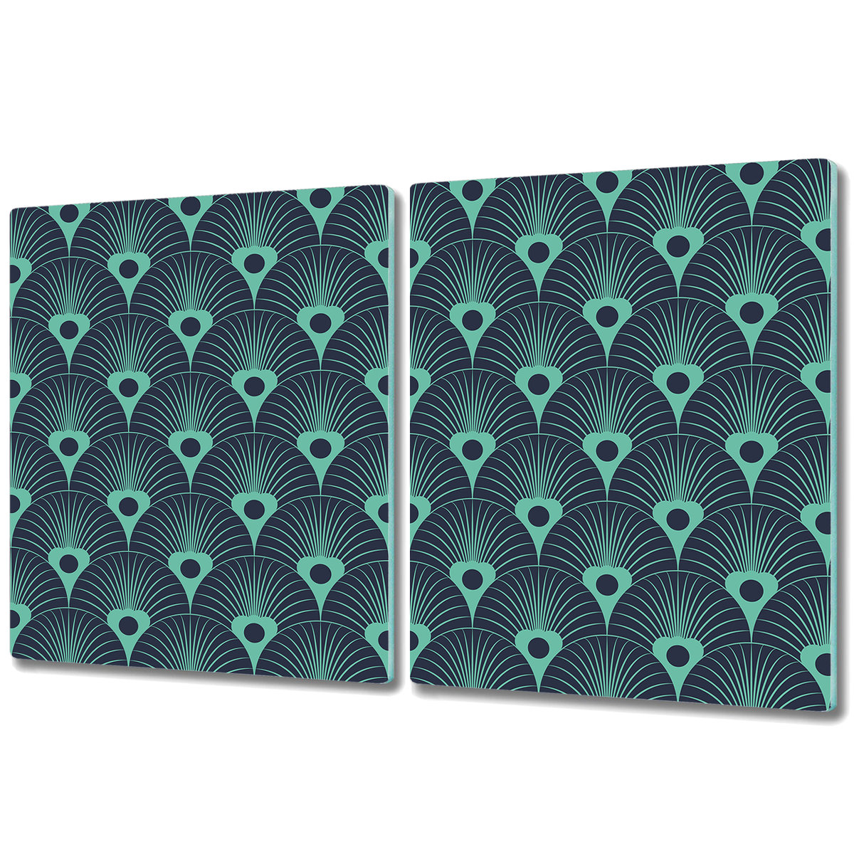 Dekoracyjna Deska Kuchenna ze Szkła - 2x 40x52 cm - Neonowy błękit