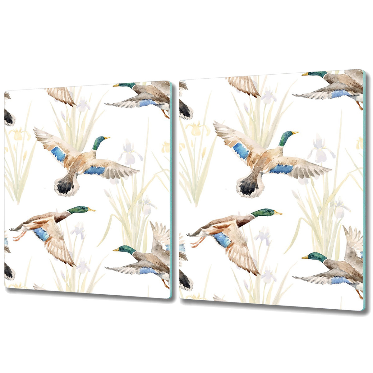 Zestaw Dwóch Szklanych Desek ze Wzorem - 2x 40x52 cm - Kaczki