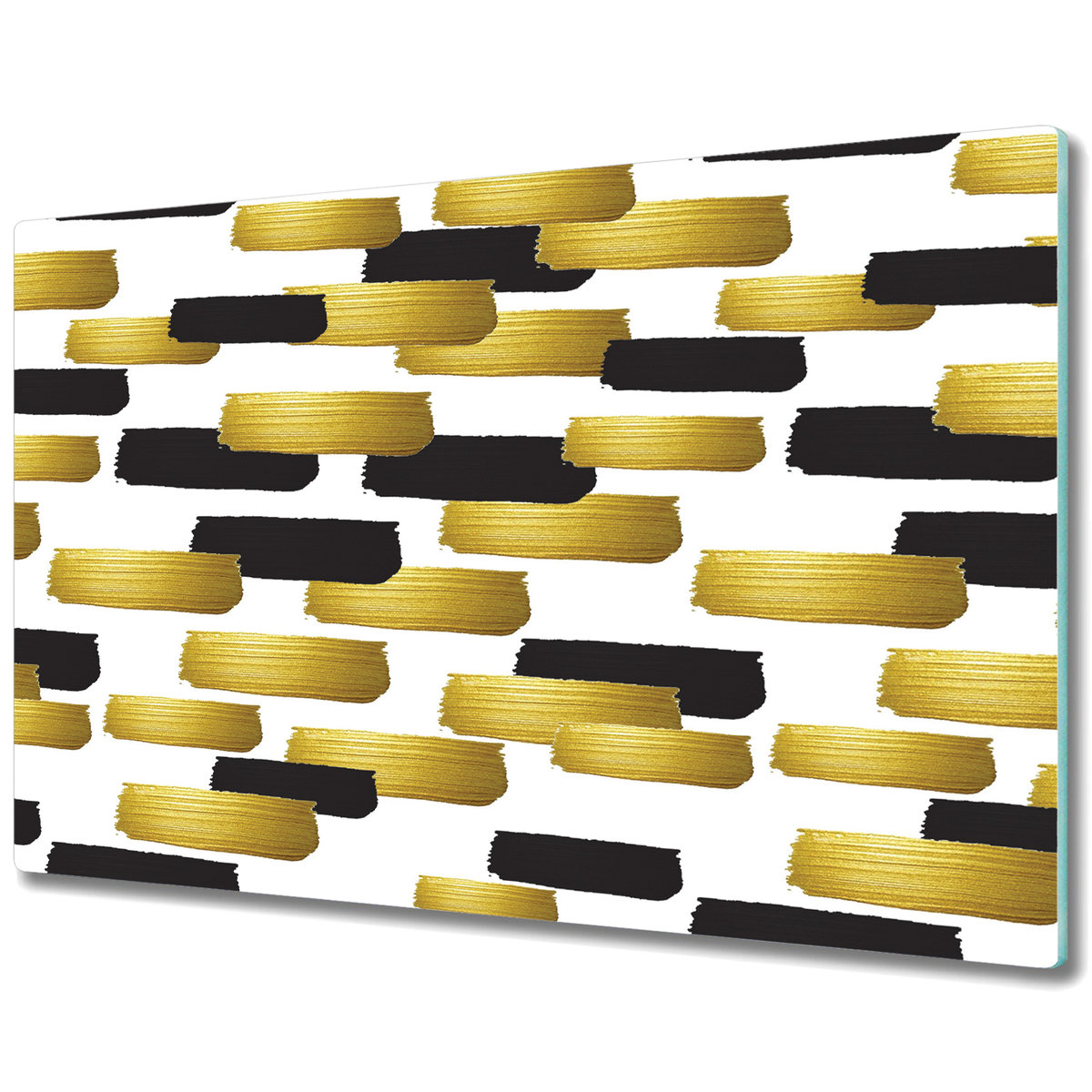 Ozdobna Deska Kuchenna ze Szkła Hartowanego - Złote i czarne mażnięcia pędzlem - 80x52 cm