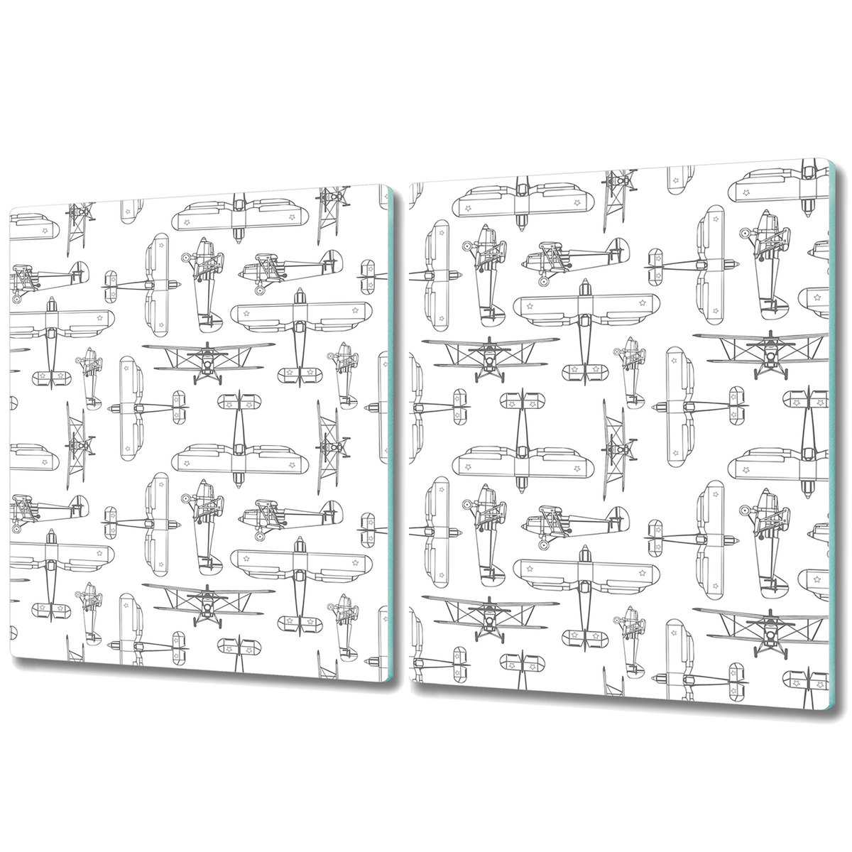 Deska Kuchenna z Wyjątkowym Printem - 2x 40x52 cm - Samoloty szkic