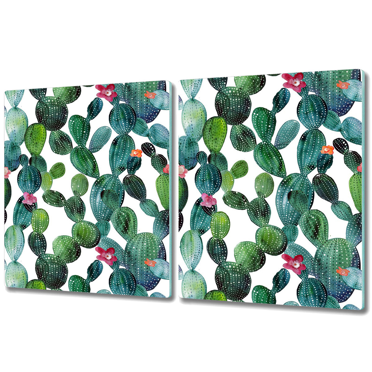 Deska Kuchenna z Wyjątkowym Printem - 2x 40x52 cm - Kaktusy z kwiatami