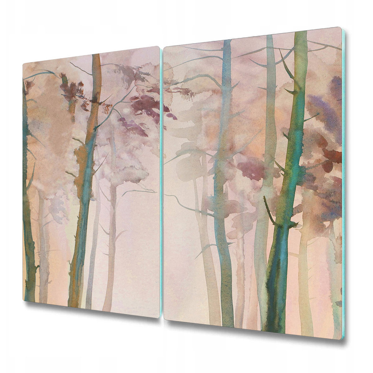 Podwójna Deska Do Krojenia ze Szkła Hartowanego - Jesienny Las - 2 sztuki 30x52 cm