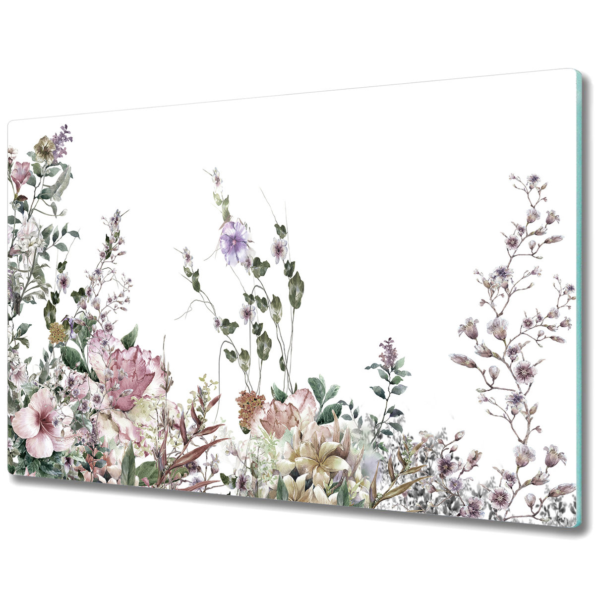 Duża Deska Kuchenna z Nadrukiem - Pastelowy ogórd - 80x52 cm