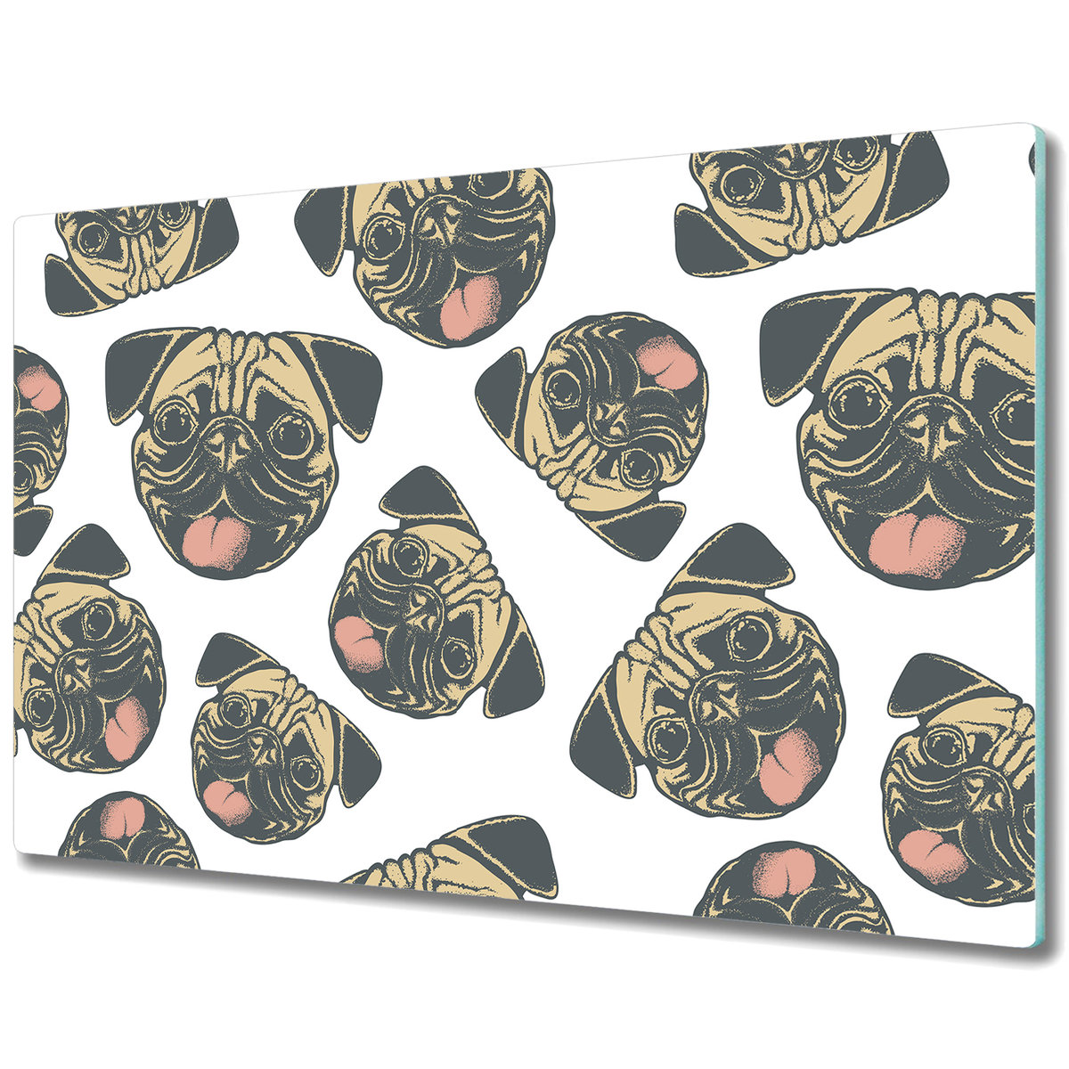 Szklane Deski Kuchenne - Dekoracyjny Element - Mopsy - 80x52 cm
