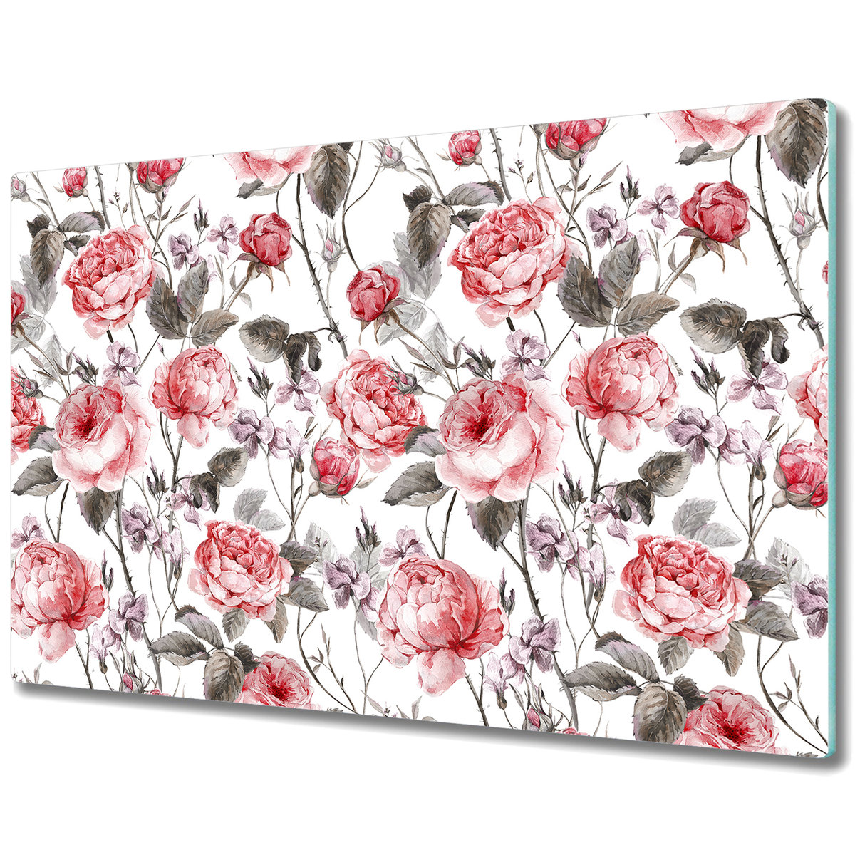 Duża Deska Kuchenna ze Wzorem - Czerwone róże - 80x52 cm