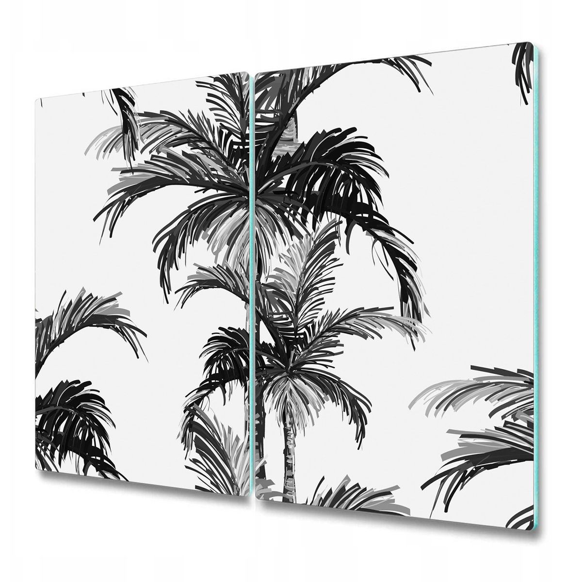 Szklane Deski Kuchenne z Unikalnymi Wzorami - Czarno białe palmy - 2x30x52 cm