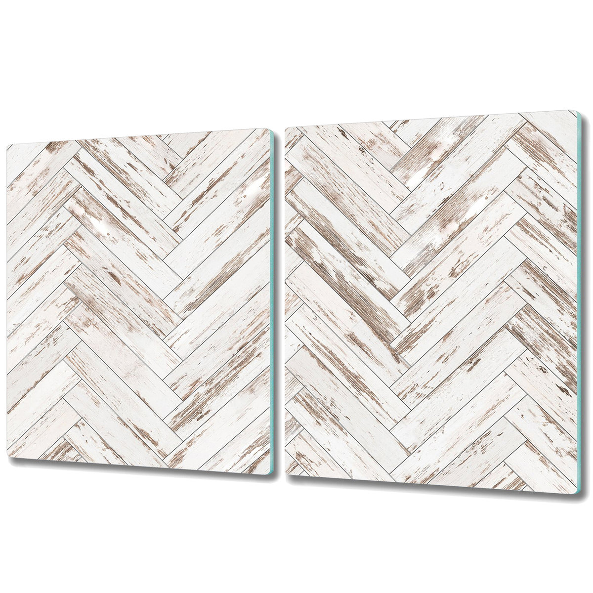 Dwuczęściowa Deska Kuchenna z Nadrukiem - 2x 40x52 cm - Drewniana jodełka