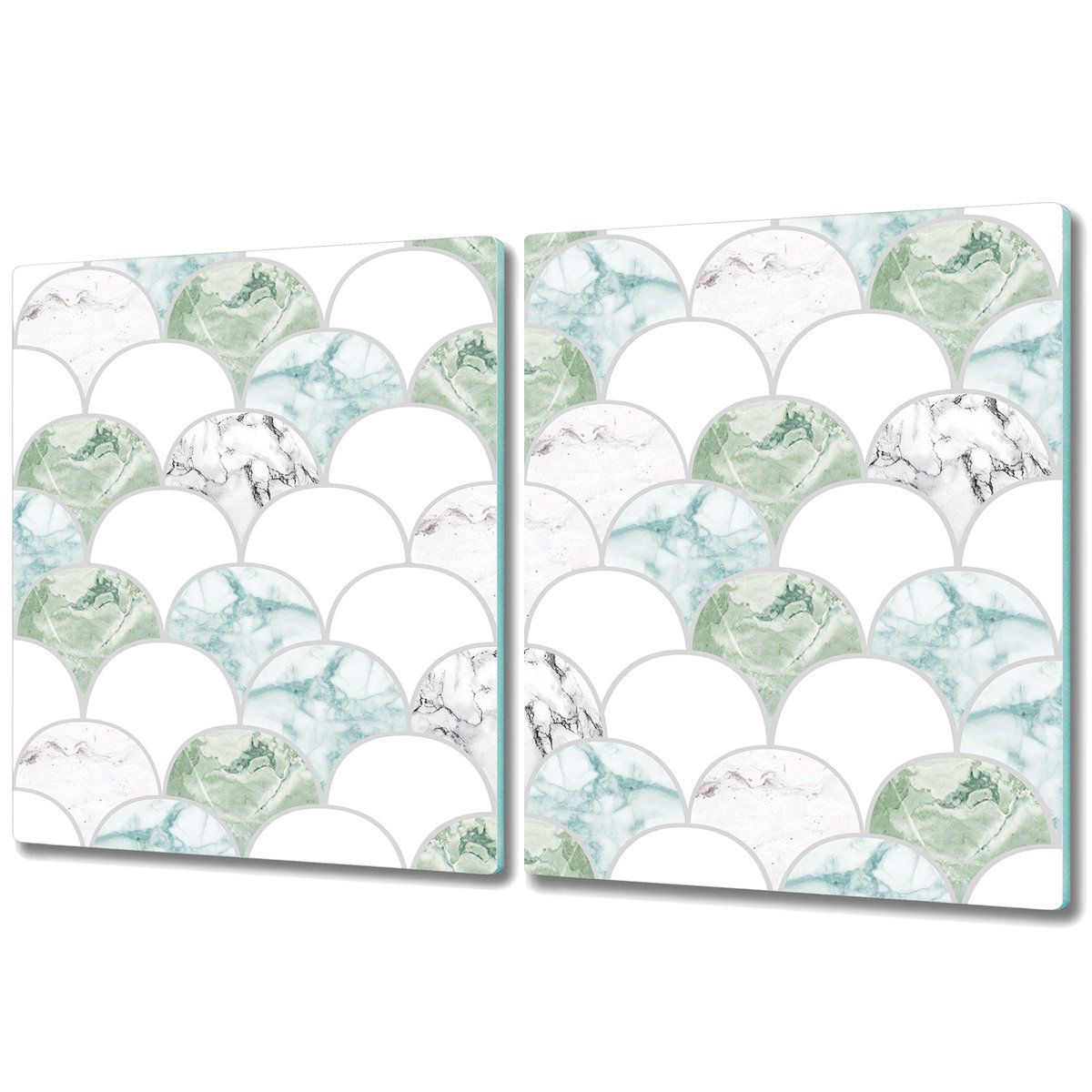 Dekoracyjna Deska Kuchenna ze Szkła - 2x 40x52 cm - Zielony marmur przegrzebki styl loft