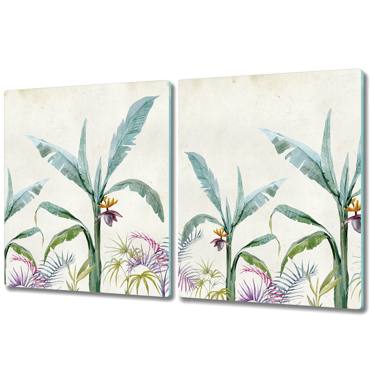 Dwuczęściowa Deska Kuchenna ze Wzorem - 2x 40x52 cm - Dżungla roślinność