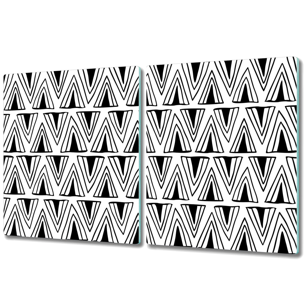 Deska Do Krojenia ze Szkła Hartowanego - 2x 40x52 cm - Trójkąty Wzór Boho