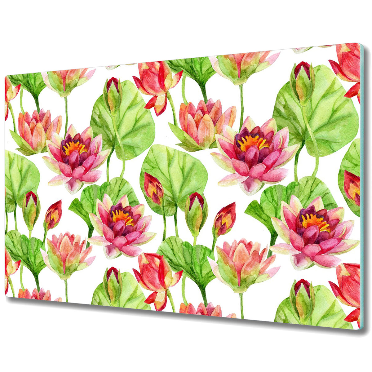 Nowoczesna Deska Kuchenna - Liście kwiatów lotosu - 80x52 cm