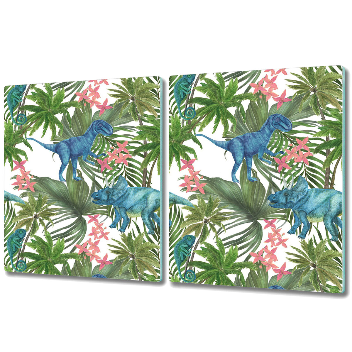 Deski Do Krojenia z Wyjątkowymi Detalami - 2x 40x52 cm - Dinozaury w tropikach