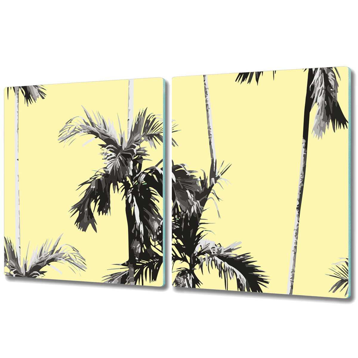 Dekoracyjna Deska Kuchenna ze Szkła - 2x 40x52 cm - Wyspa z Palmami