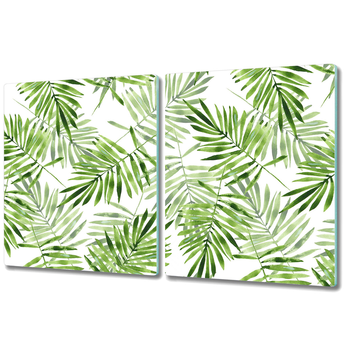 Dekoracyjna Deska Kuchenna ze Szkła - 2x 40x52 cm - Akwarela Liście