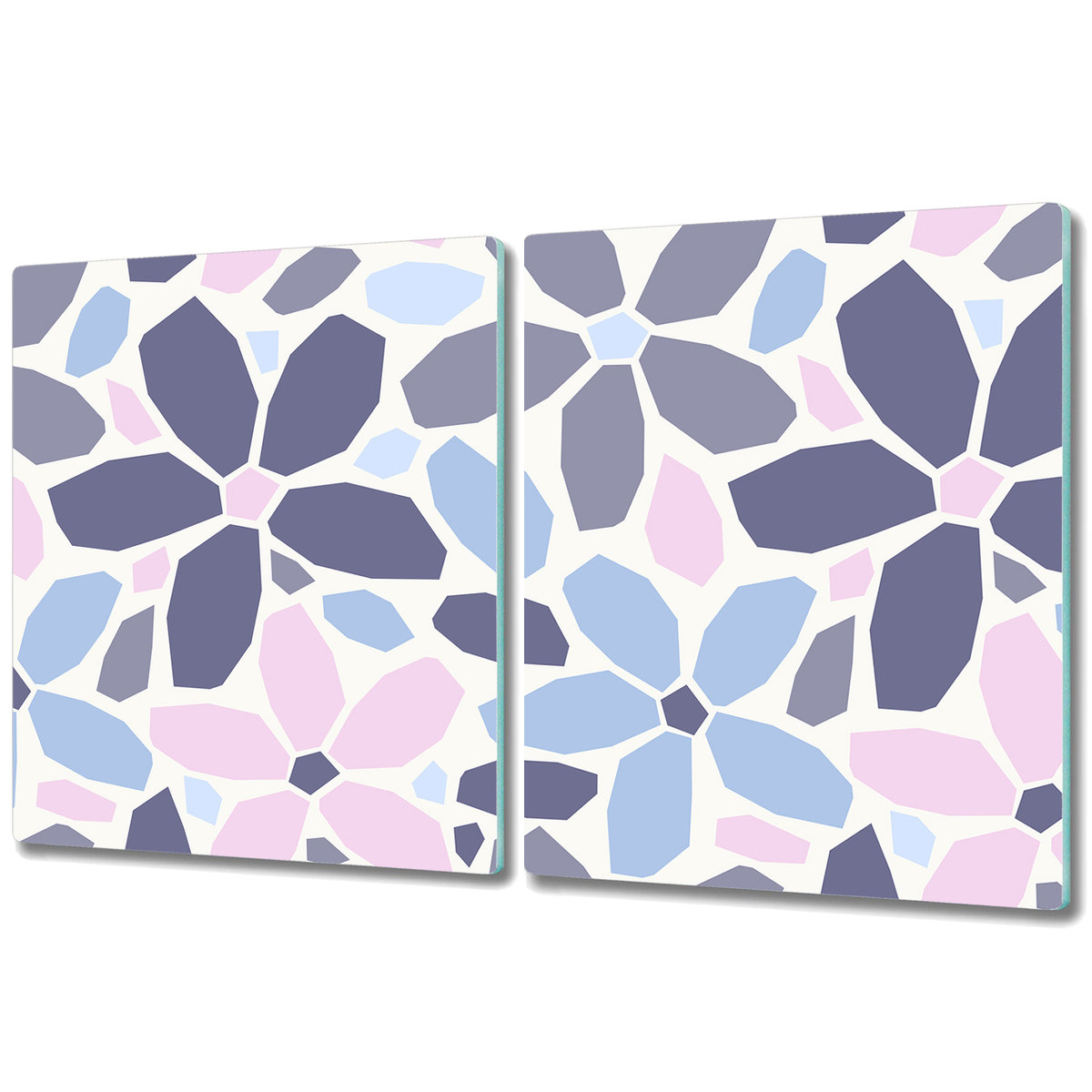 Dwuczęściowa Osłona na Blat Kuchenny - 2x 40x52 cm - Kwiaty geometryczne