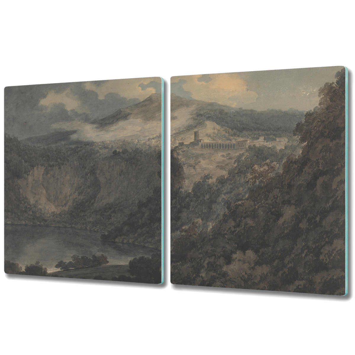 Dwuczęściowa Deska Kuchenna ze Wzorem - 2x 40x52 cm - Jezioro wśród gór