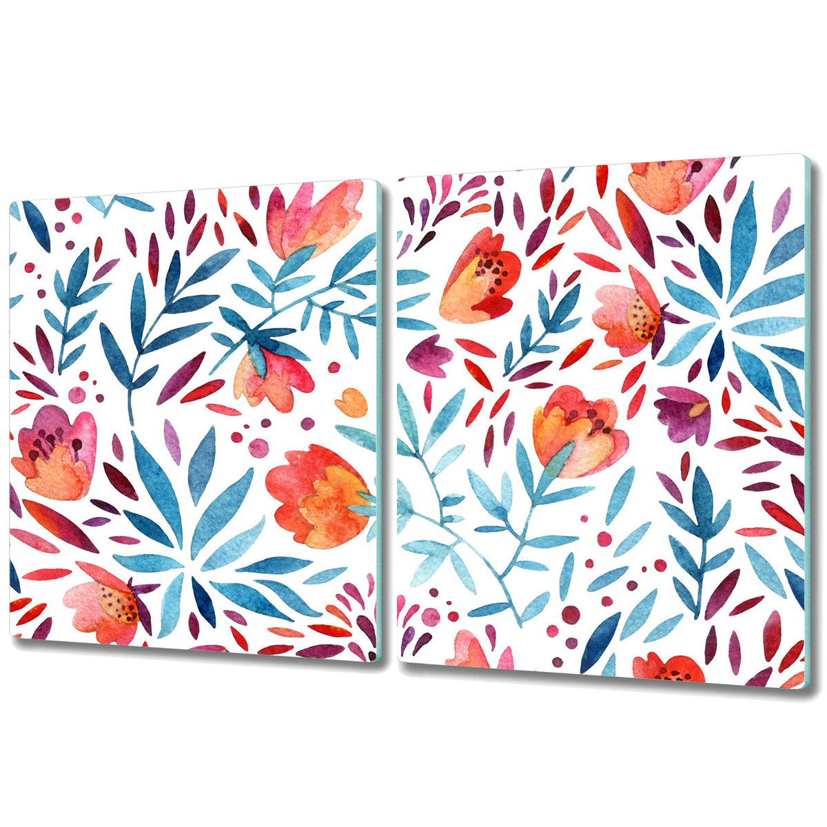 Wytrzymała Deska Kuchenna ze Szkła Hartowanego - 2x 40x52 cm - Maki w stylu vintage