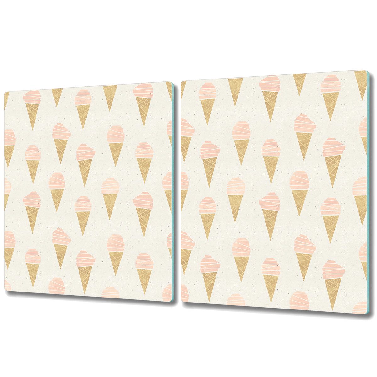 Dwuczęściowa Deska Kuchenna z Nadrukiem - 2x 40x52 cm - Różowe lody