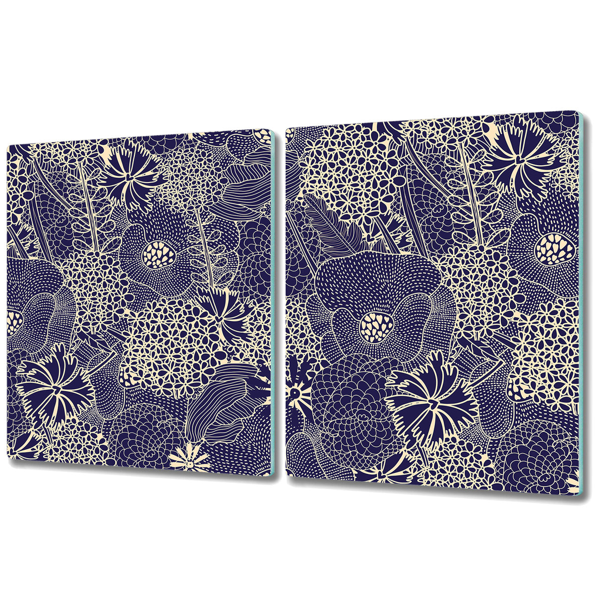 Dwuczęściowa Osłona na Blat Kuchenny - 2x 40x52 cm - Niebieski wzór