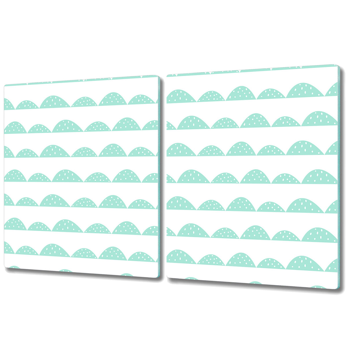 Dwuczęściowa Deska Kuchenna z Nadrukiem - 2x 40x52 cm - Wzór zielone pagórki