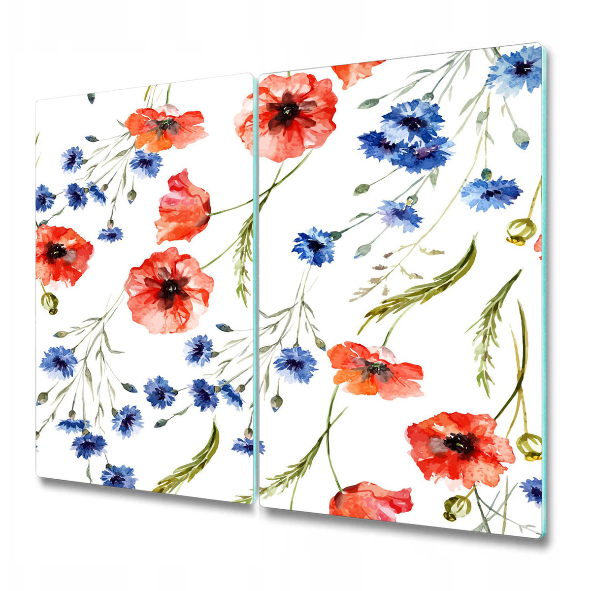 Podwójna Deska Do Krojenia ze Szkła - Maki - 2x30x52 cm