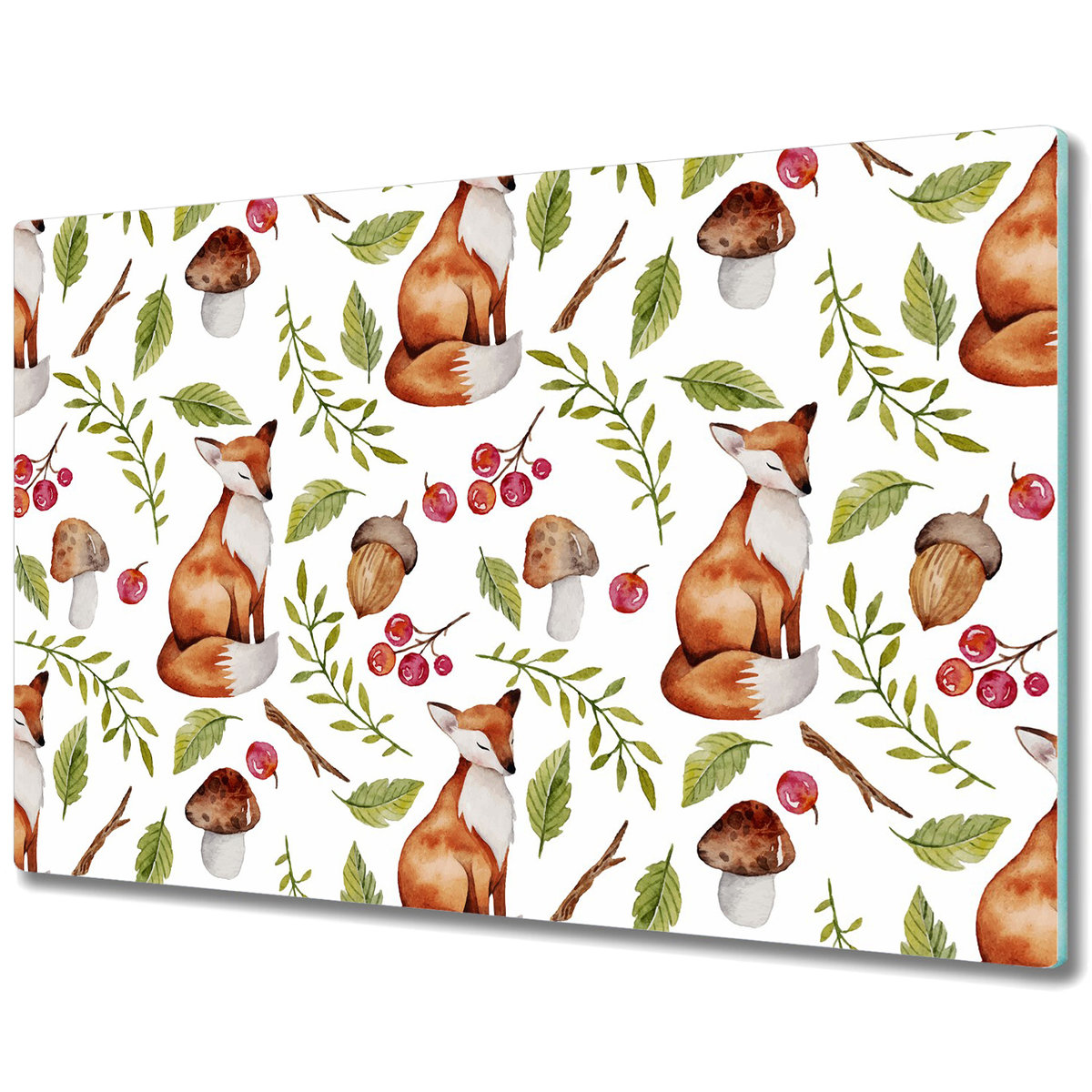 Funkcjonalna Deska Kuchenna - Osłona indukcji - Lis i owoce lasu - 80x52 cm