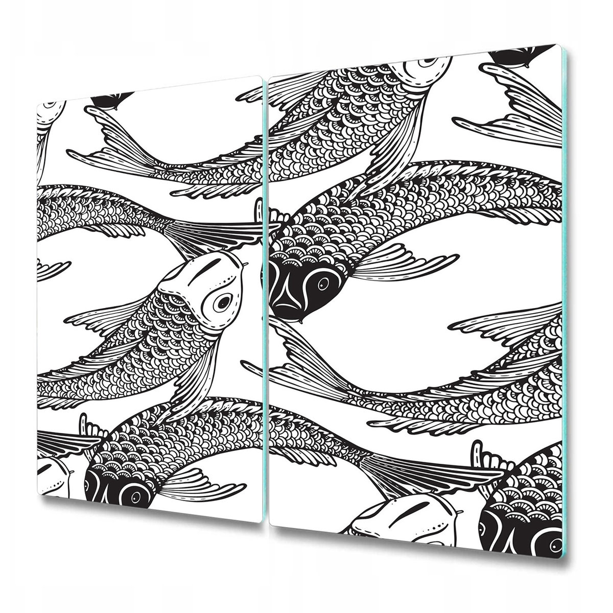 Dwuczęściowa Deska Kuchenna z Nadrukiem - Ryba Koi - 2x30x52 cm