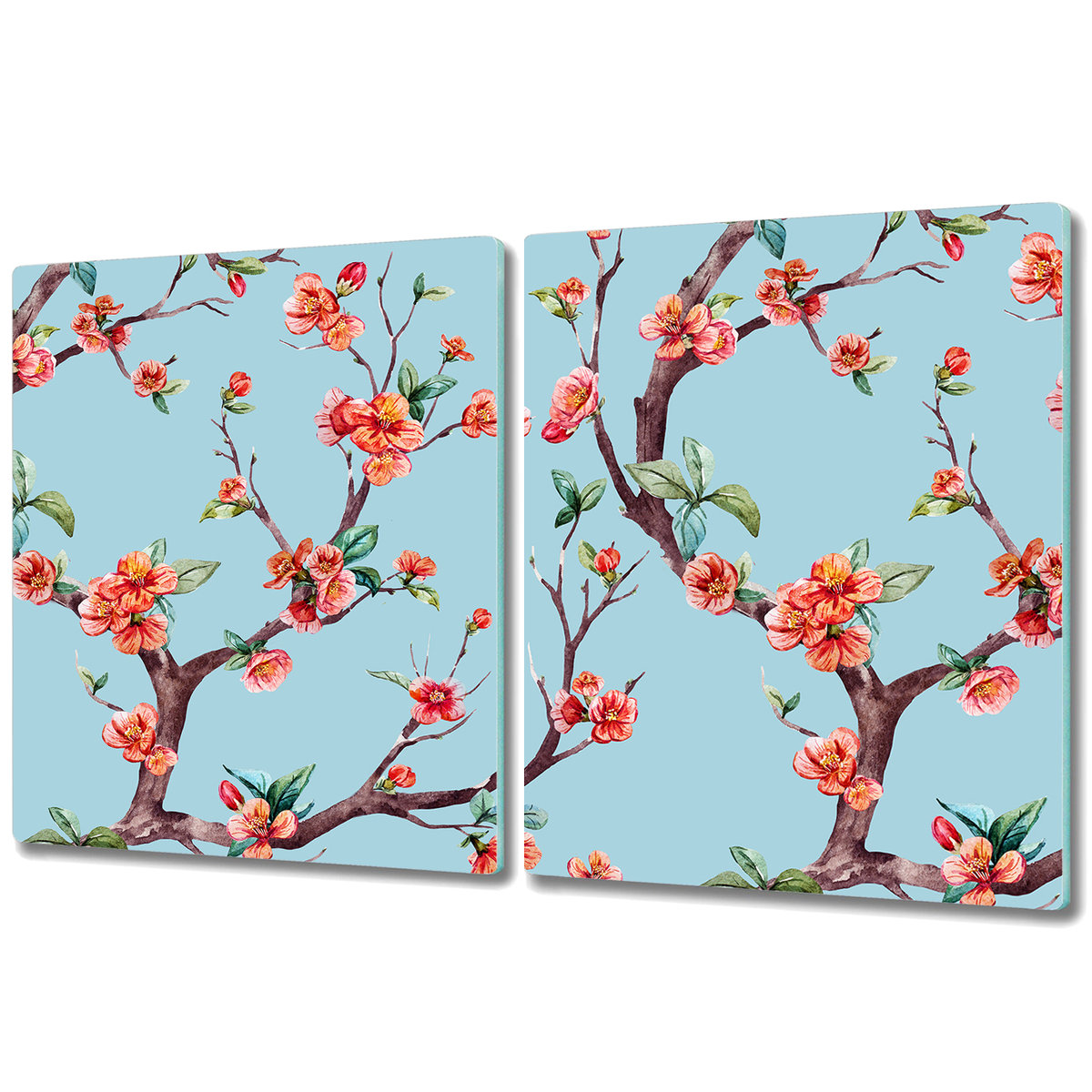Dwuczęściowa Osłona na Blat Kuchenny - 2x 40x52 cm - Kwitnące drzewo