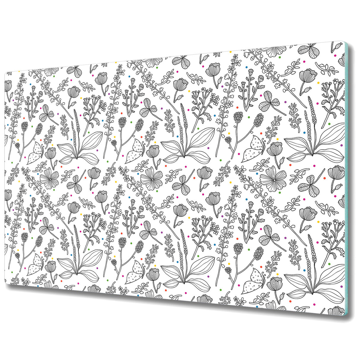 Deska Do Krojenia ze Szkła Hartowanego - Kwiaty i kolorowe kropki - 80x52 cm