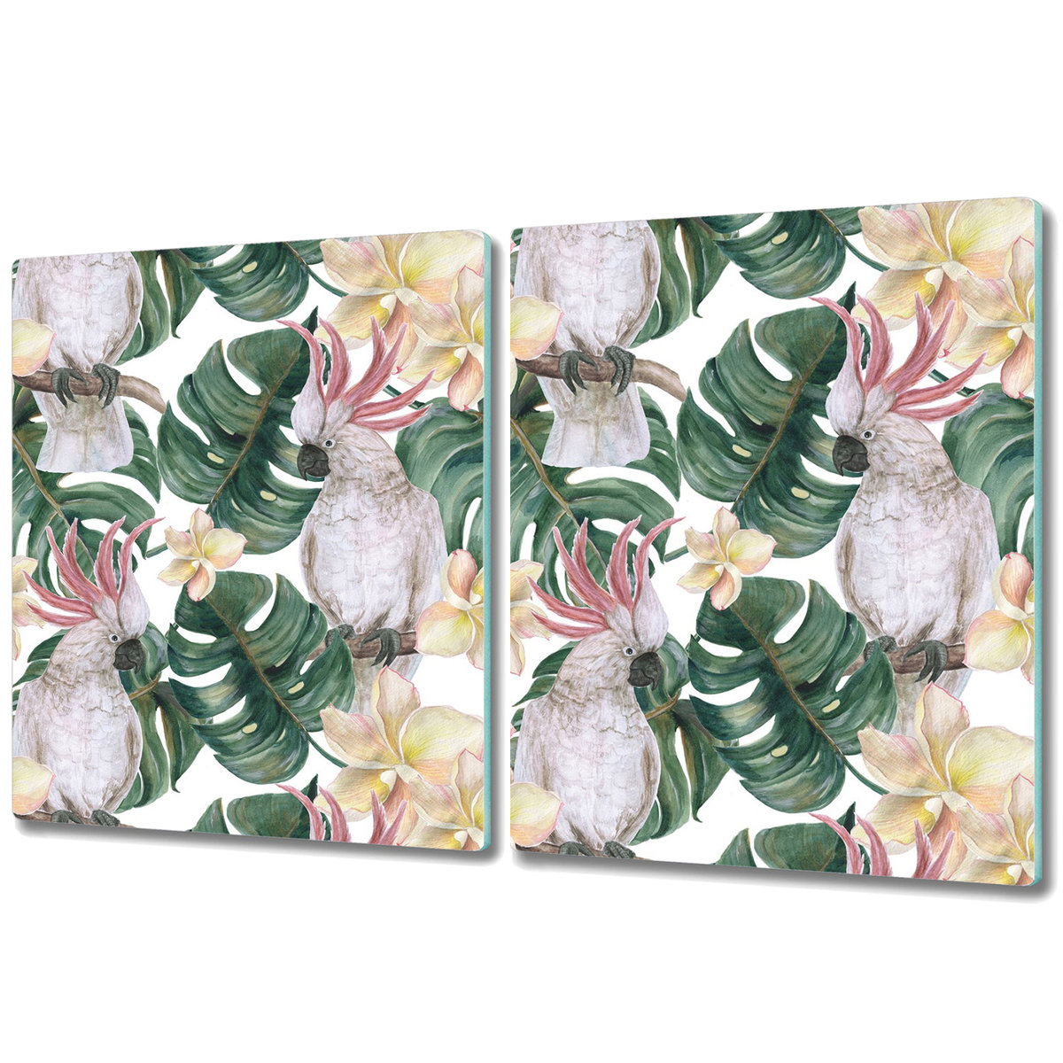 Deska Kuchenna ze Szkła Hartowanego - 2x 40x52 cm - Tropikalne papugi