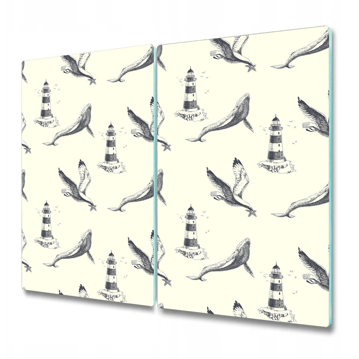 Deska Kuchenna z Wyjątkowym Printem - Morskie motywy - 2 sztuki 30x52 cm