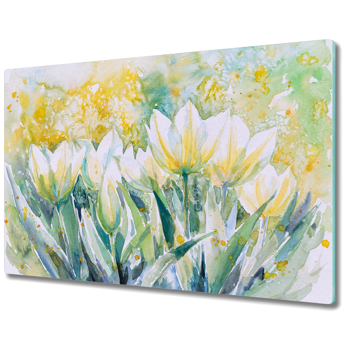 Szklane Deski Kuchenne - Dekoracyjny Element - Piękny obraz białe tulipany - 80x52 cm
