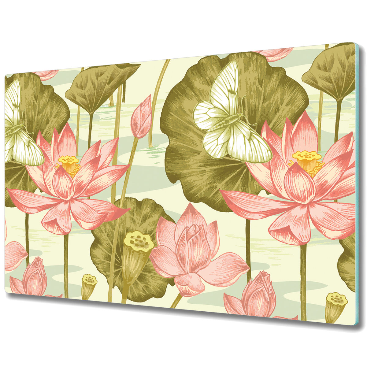 Nowoczesna Deska Kuchenna - Lilie w stylu retro - 80x52 cm