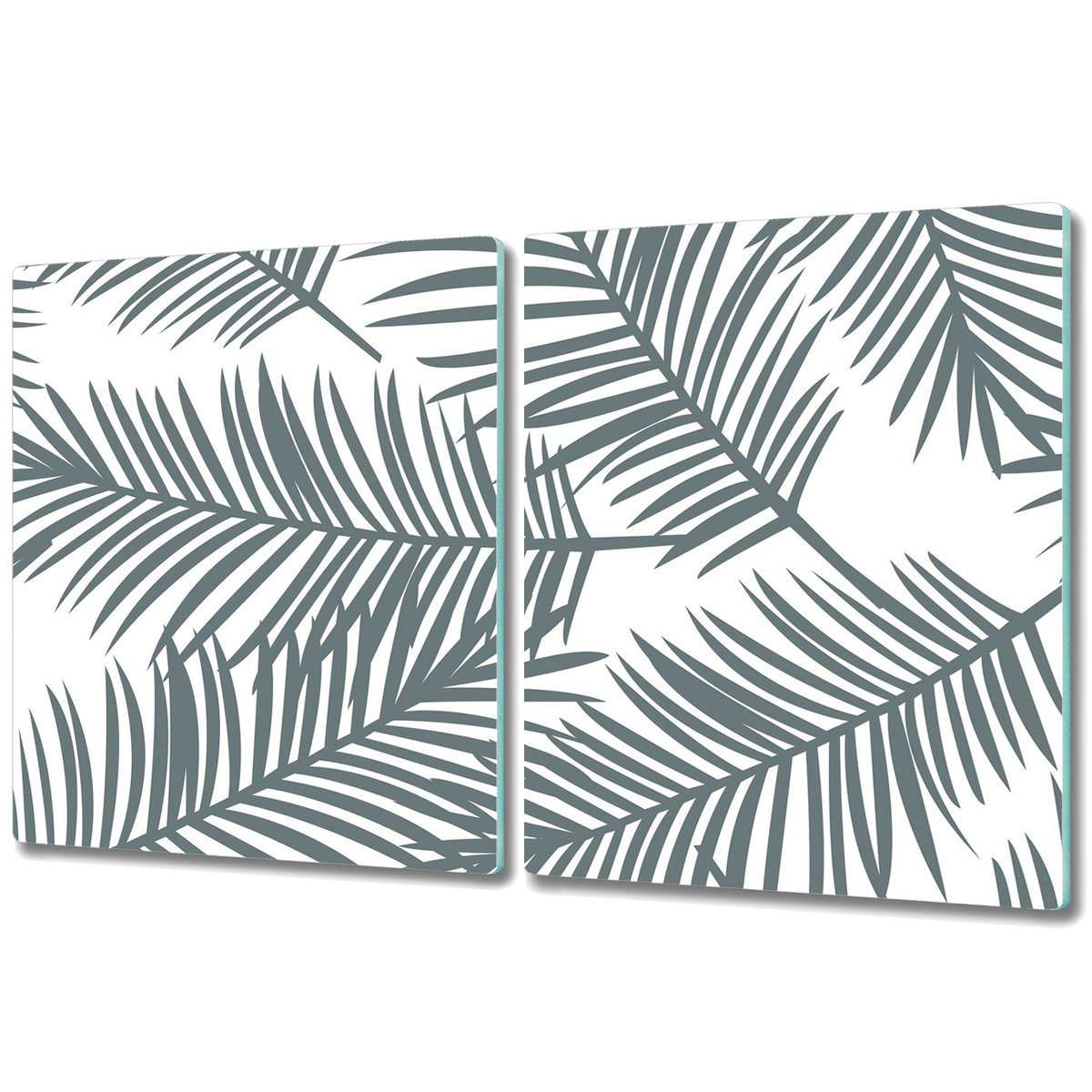 Podwójna Deska Do Krojenia ze Szkła Hartowanego - 2x 40x52 cm - Szary liść palmowy