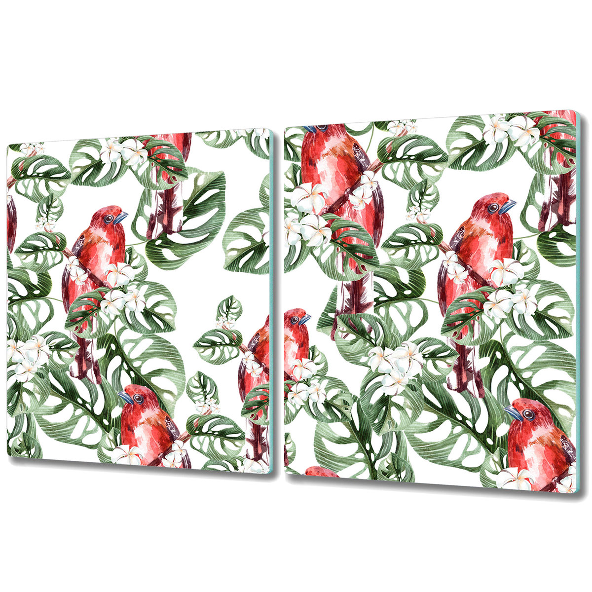 Dwuczęściowa Deska Kuchenna ze Wzorem - 2x 40x52 cm - Papuga w dżungli