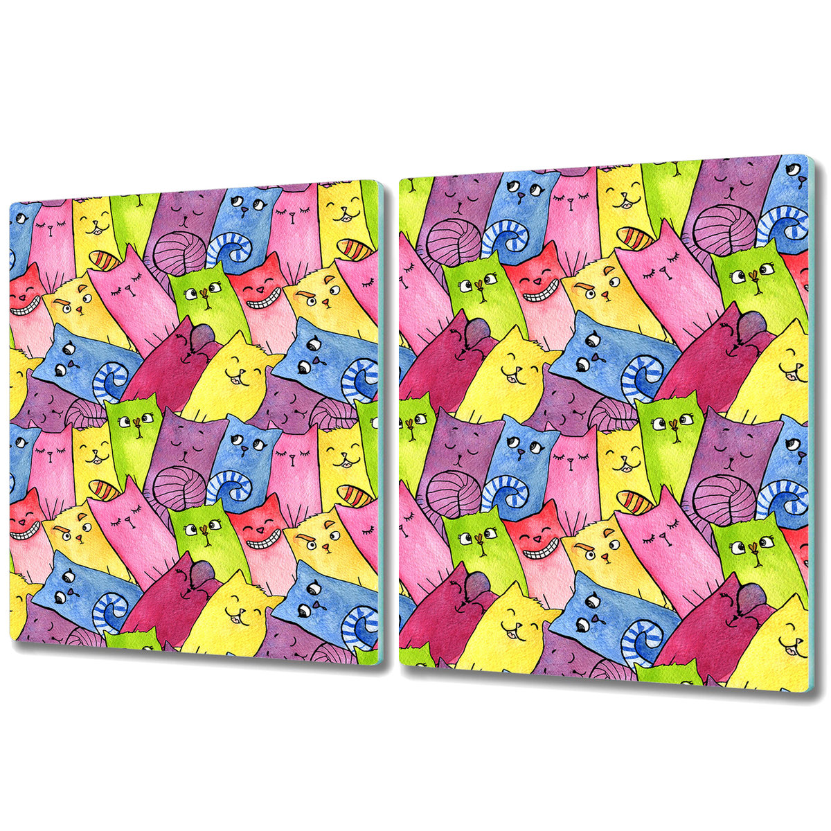 Dekoracyjna Deska Kuchenna ze Szkła - 2x 40x52 cm - Szczęśliwe koty